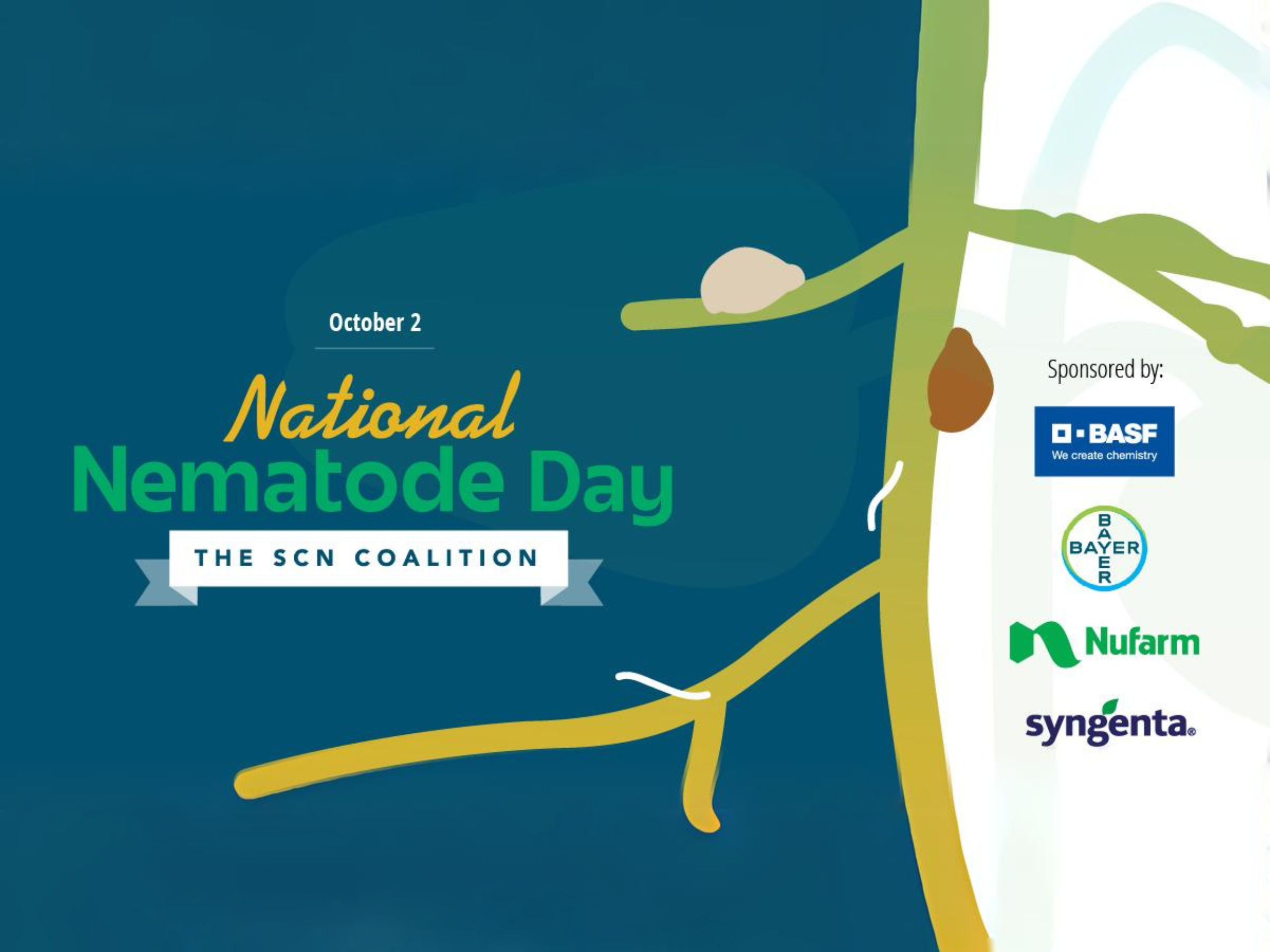 A graphic that says National Nematode Day with a list of sponsors on the right. AI has been used to extend the edges of the image.